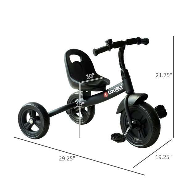 Qaba Black Kids Tricycle Riding Toy