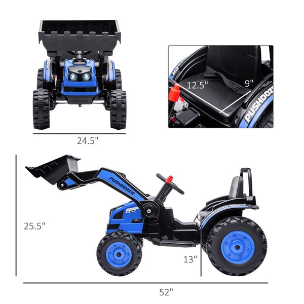 Aosom 6 V Blue Excavator Electric Kids Ride-On Car