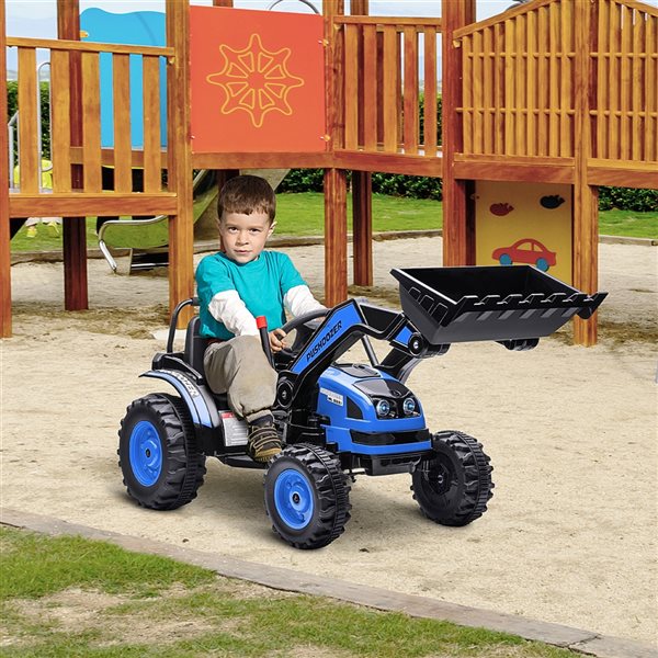 Aosom 6 V Blue Excavator Electric Kids Ride-On Car