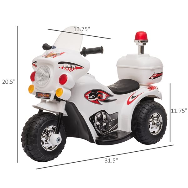 Aosom White 6 V Electric Kids Ride-On Motorcycle Car
