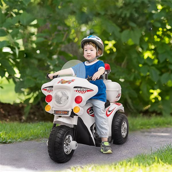 Aosom White 6 V Electric Kids Ride-On Motorcycle Car