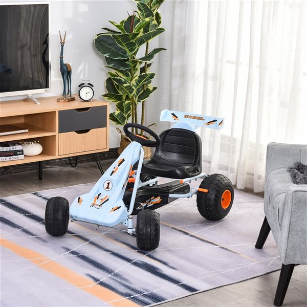 Aosom Blue Kids Ride-On Go Kart Car with Adjustable Seat