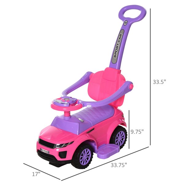 Aosom Pink Stroller Kids Ride-On Sliding Car