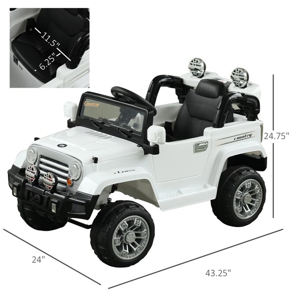 Aosom 12 V White Truck Electric Kids Ride-On Car