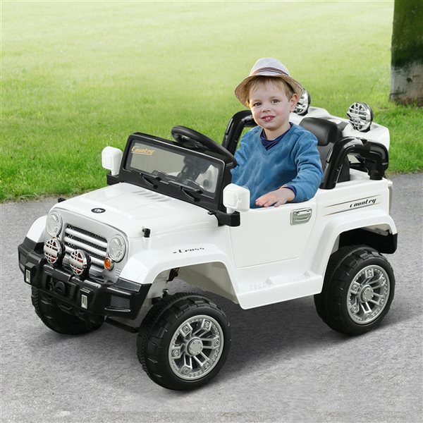 Aosom 12 V White Truck Electric Kids Ride-On Car