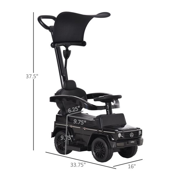 Aosom Black Mercedes-Benz Stroller Kids Ride-On Sliding Car