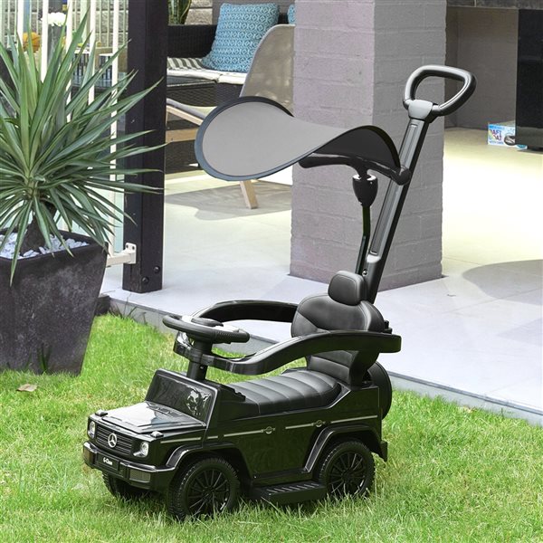 Aosom Black Mercedes-Benz Stroller Kids Ride-On Sliding Car