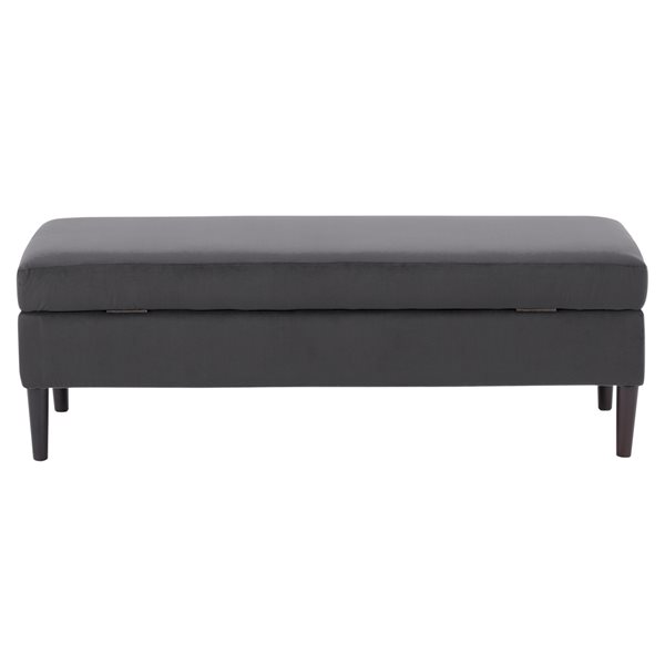 CorLiving Perry Wood Frame Velvet Storage Bench 48-in X 18-in - Dark Grey
