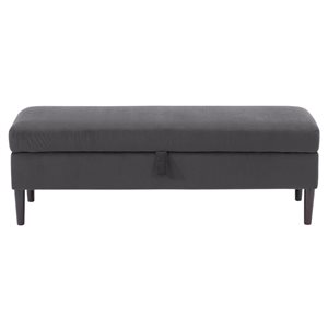 CorLiving Perry Wood Frame Velvet Storage Bench 48-in X 18-in - Dark Grey