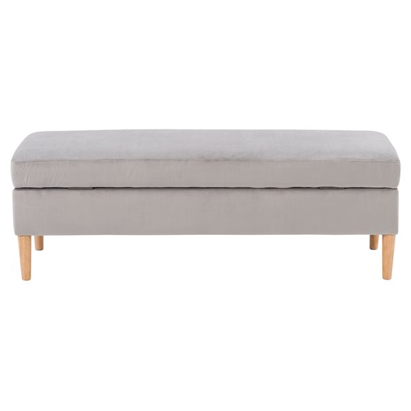 CorLiving Perry Wood Frame Velvet Storage Bench 48-in X 18-in - Light Grey