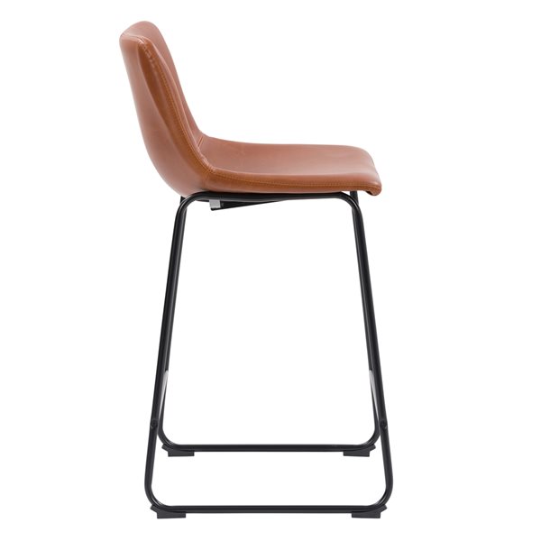 CorLiving Ryder Counter Height (26-in) Faux Leather Barstools (Set of 2) - Brown