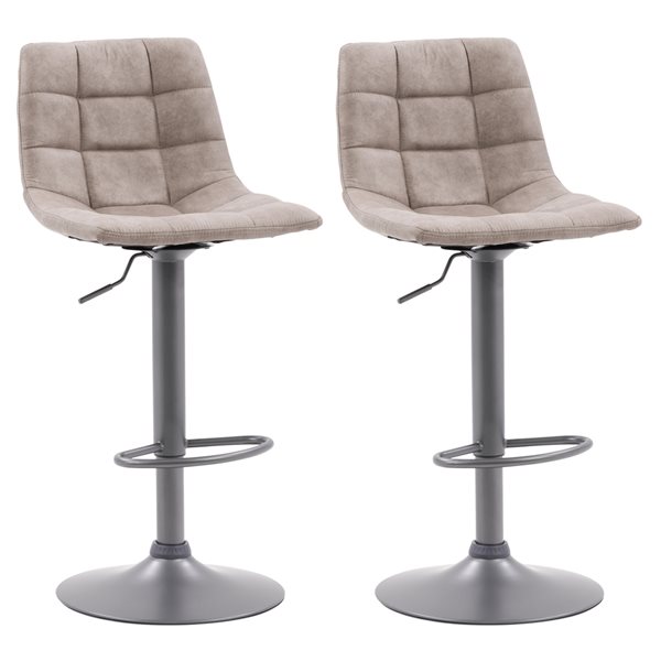 CorLiving Palmer Adjustable (25-in - 34-in) Tufted Lt Grey Barstools (Set of 2)
