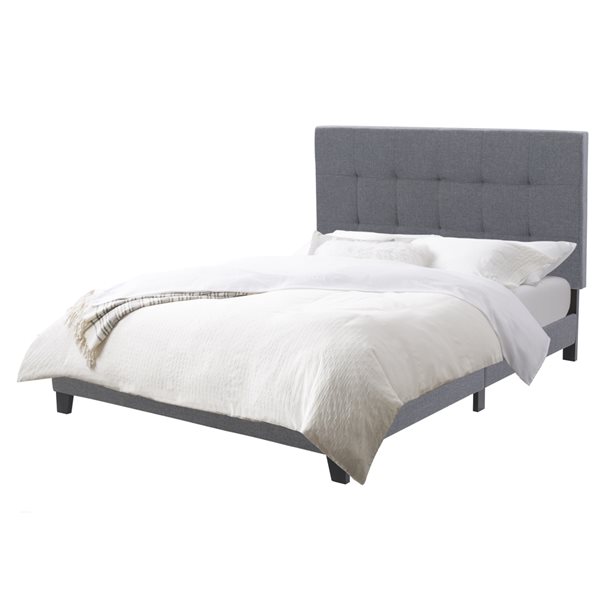 Image of Corliving | Ellery Queen Size Fabric Tufted Panel Bed - Grey | Rona