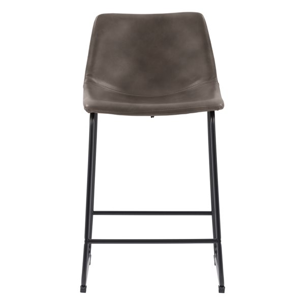 CorLiving Ryder Counter Height (26-in) Faux Leather Barstools (Set of 2) - Grey