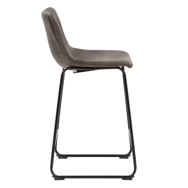 CorLiving Ryder Counter Height (26-in) Faux Leather Barstools (Set of 2) - Grey