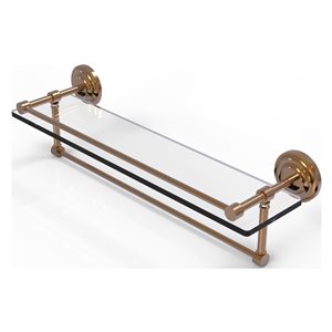 Allied Brass Que New Wall Mount Brushed Bronze Glass Bathroom Shelf with Towel Bar