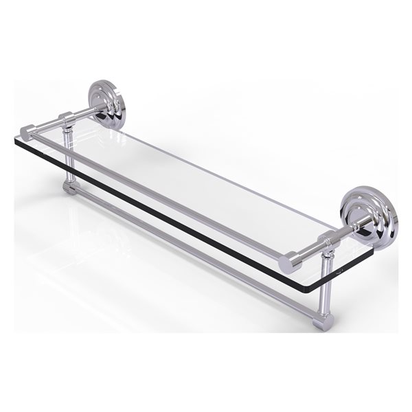 Allied Brass Que New Wall Mount Polished Chrome Glass Bathroom Shelf