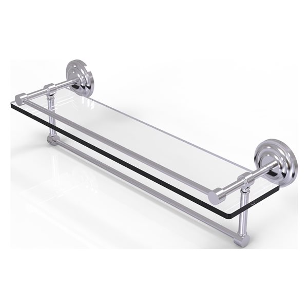 Allied Brass Que New Wall Mount Satin Chrome Glass Bathroom Shelf with ...