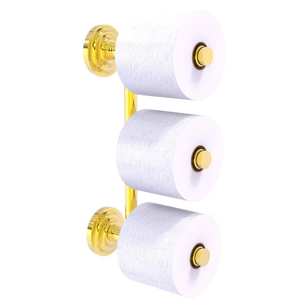 Allied Brass Que New Polished Brass Wall Mount 3-Roll Toilet Paper Holder