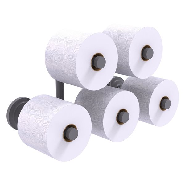 Allied Brass Que New Matte Grey Wall Mount 5-Roll Toilet Paper Holder