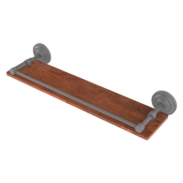 Allied Brass Que New Wall Mount Matte Grey Wood Bathroom Shelf with