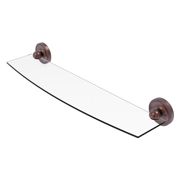 Allied Brass Regal Antique Copper Finish 1-Tier Glass Wall Mounted Bathroom Shelf