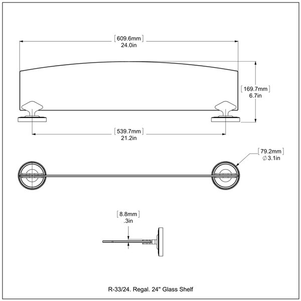 Allied Brass Regal Satin Chrome Finish 1-Tier Glass Wall Mounted Bathroom Shelf