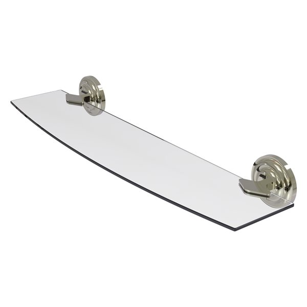 Allied Brass Que New Polished Nickel Finish 1-Tier Glass Wall Mounted Bathroom Shelf