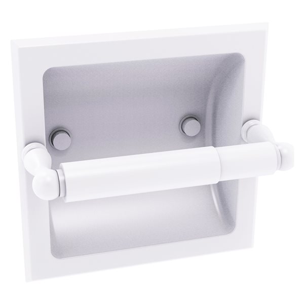 Allied Brass Regal Matte White Recessed Single Post Toilet Paper Holder   330921097 MainImage 001 L 