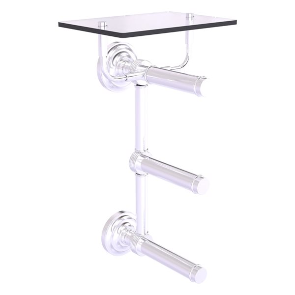 Allied Brass Que New Wall Mount Double Post Toilet Paper Holder in Satin Chrome Finish