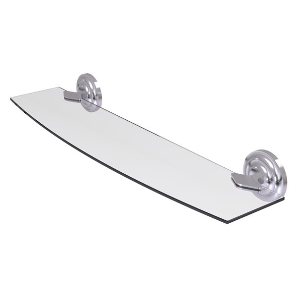 Allied Brass Que New Satin Chrome Finish 1-Tier Glass Wall Mounted Bathroom Shelf