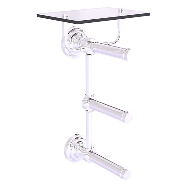 Allied Brass Que New Wall Mount Double Post Toilet Paper Holder in Polished Chrome Finish