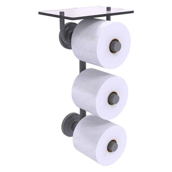 Allied Brass Que New Wall Mount Double Post Toilet Paper Holder in Matte Grey Finish