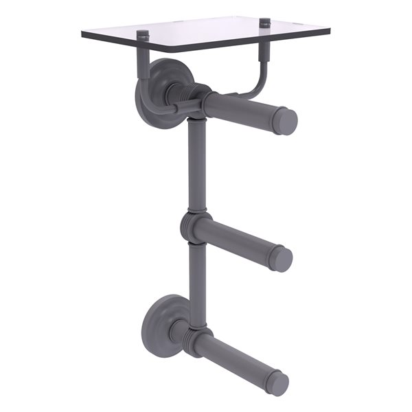 Allied Brass Que New Wall Mount Double Post Toilet Paper Holder in Matte Grey Finish