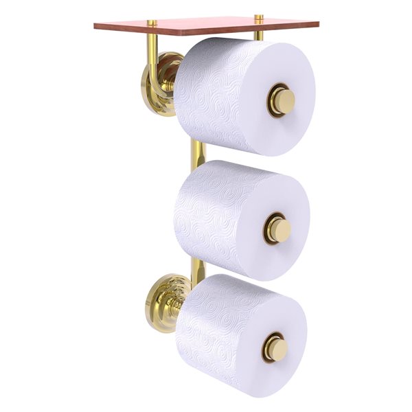 Allied Brass Que New Wall Mount Double Post Toilet Paper Holder in Unlacquered Brass