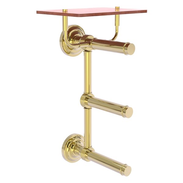 Allied Brass Que New Wall Mount Double Post Toilet Paper Holder in Unlacquered Brass