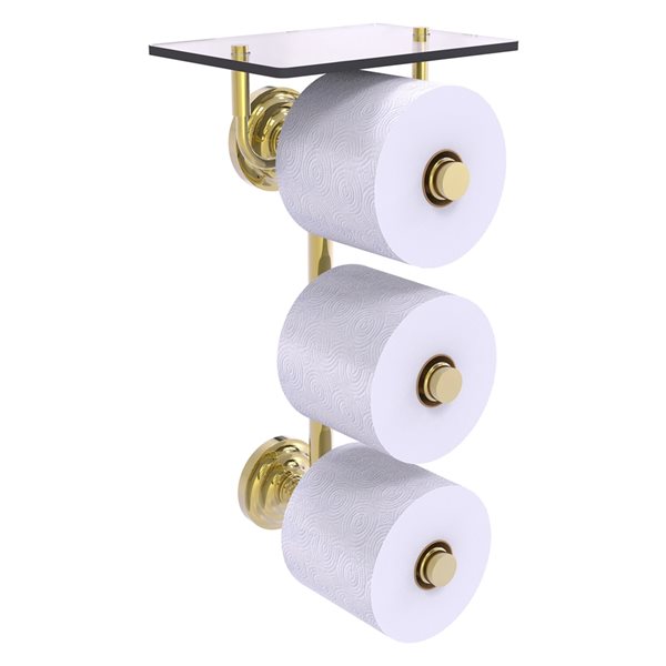Allied Brass Que New Wall Mount Double Post Toilet Paper Holder in Unlacquered Brass Finish