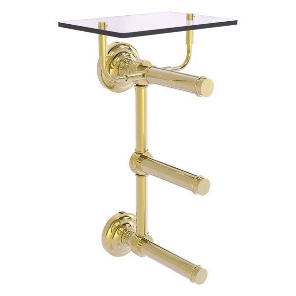Allied Brass Que New Wall Mount Double Post Toilet Paper Holder in Unlacquered Brass Finish