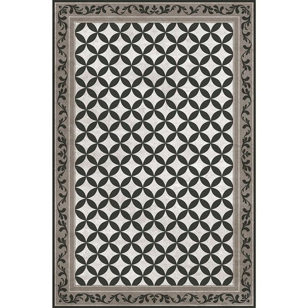 Tapis de salon rectangulaire en vinyle noir et beige Alberto par Hogar Studio de 39 po x 59 po