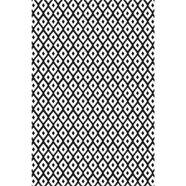 Tapis de salon rectangulaire en vinyle noir et blanc Silvio par Hogar Studio de 39 po x 59 po