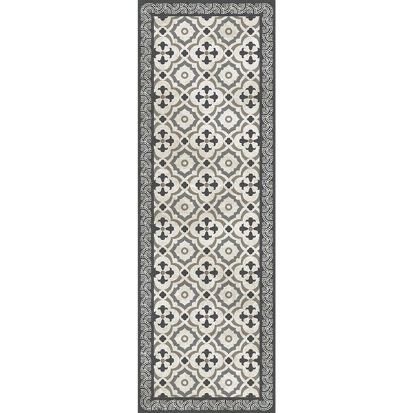 Tapis d'entrée rectangulaire en vinyle taupe et gris Grazia par Hogar Studio de 24 po x 72 po