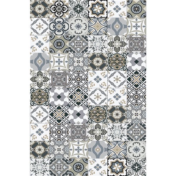 Hogar Studio Angelina 39-in x 59-in Grey Rectangular Vinyl Living Room Mat