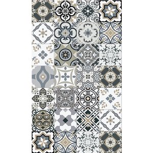 Hogar Studio Angelina 20-in x 34-in Dark Grey and White Rectangular Vinyl Kitchen Mat