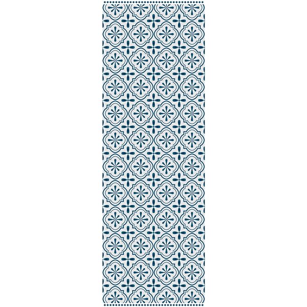 Hogar Studio Eva 24-in x 72-in Light Blue Rectangular Vinyl Entryway Runner