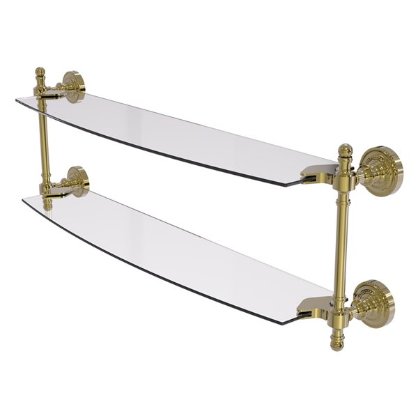 Allied Brass Retro Dot Unlacquered Brass 24-in Two Tiered Glass Shelf