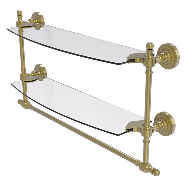 Allied Brass Retro Dot Satin Brass 18-in Two Tiered Glass Shelf with ...