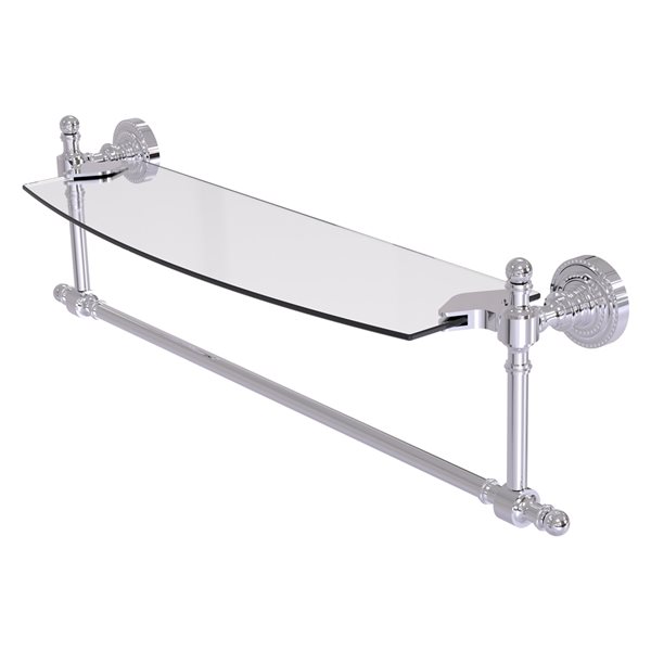Allied Brass Retro Dot Polished Chrome 18-in Glass Vanity Shelf with Integrated Towel Bar