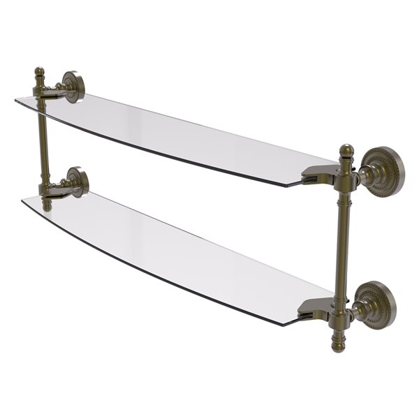Allied Brass Retro Dot Antique Brass 24-in Two Tiered Glass Shelf