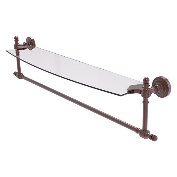 Allied Brass Retro Dot Antique Copper 24-in Glass Vanity Shelf with Integrated Towel Bar