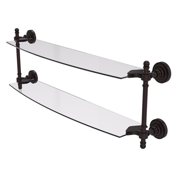 Allied Brass Retro Dot Antique Bronze 24-in Two Tiered Glass Shelf